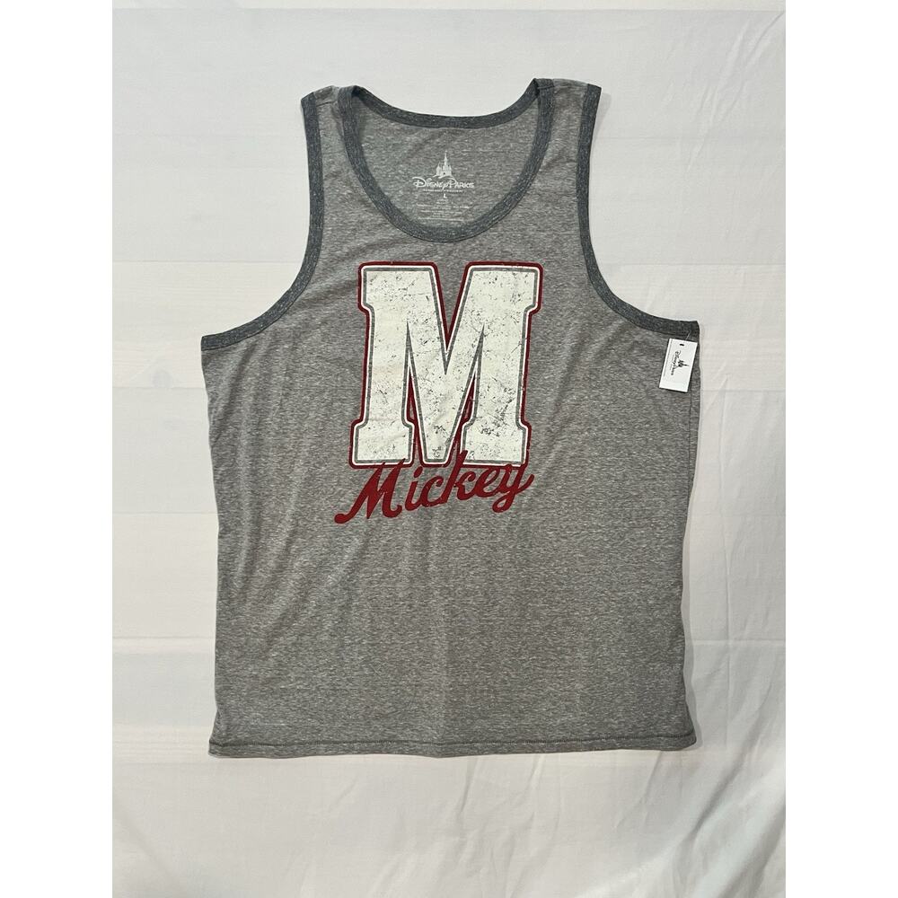 Disney Parks Mickey Tank Top Mens Large Gray Sleeveless Graphic Shirt NWT